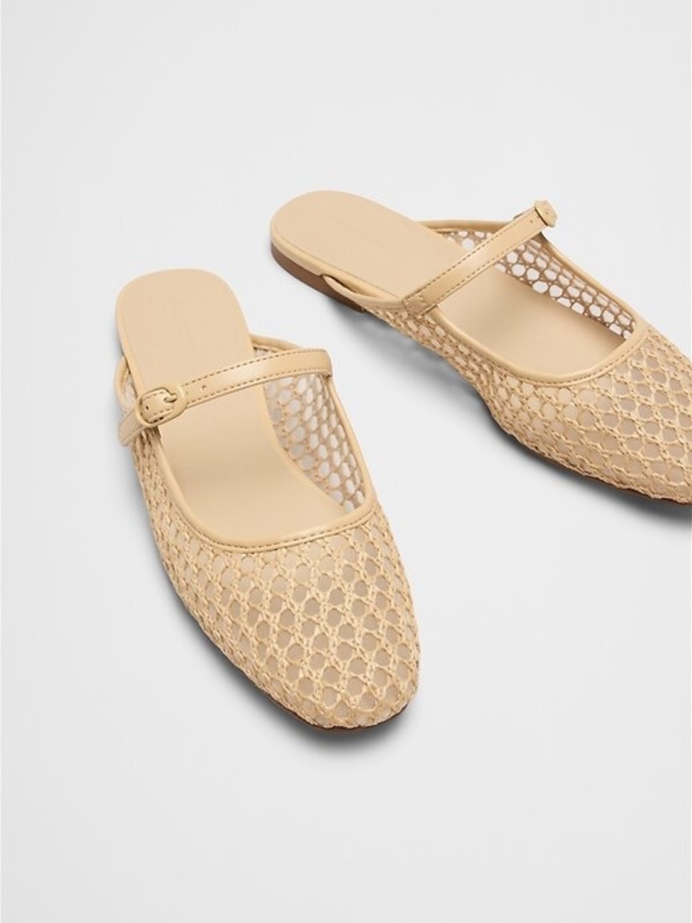 BANANA REPUBLIC Flats Nude Tan Woven Mary Jane Ballet Crochet Mules Slides 10